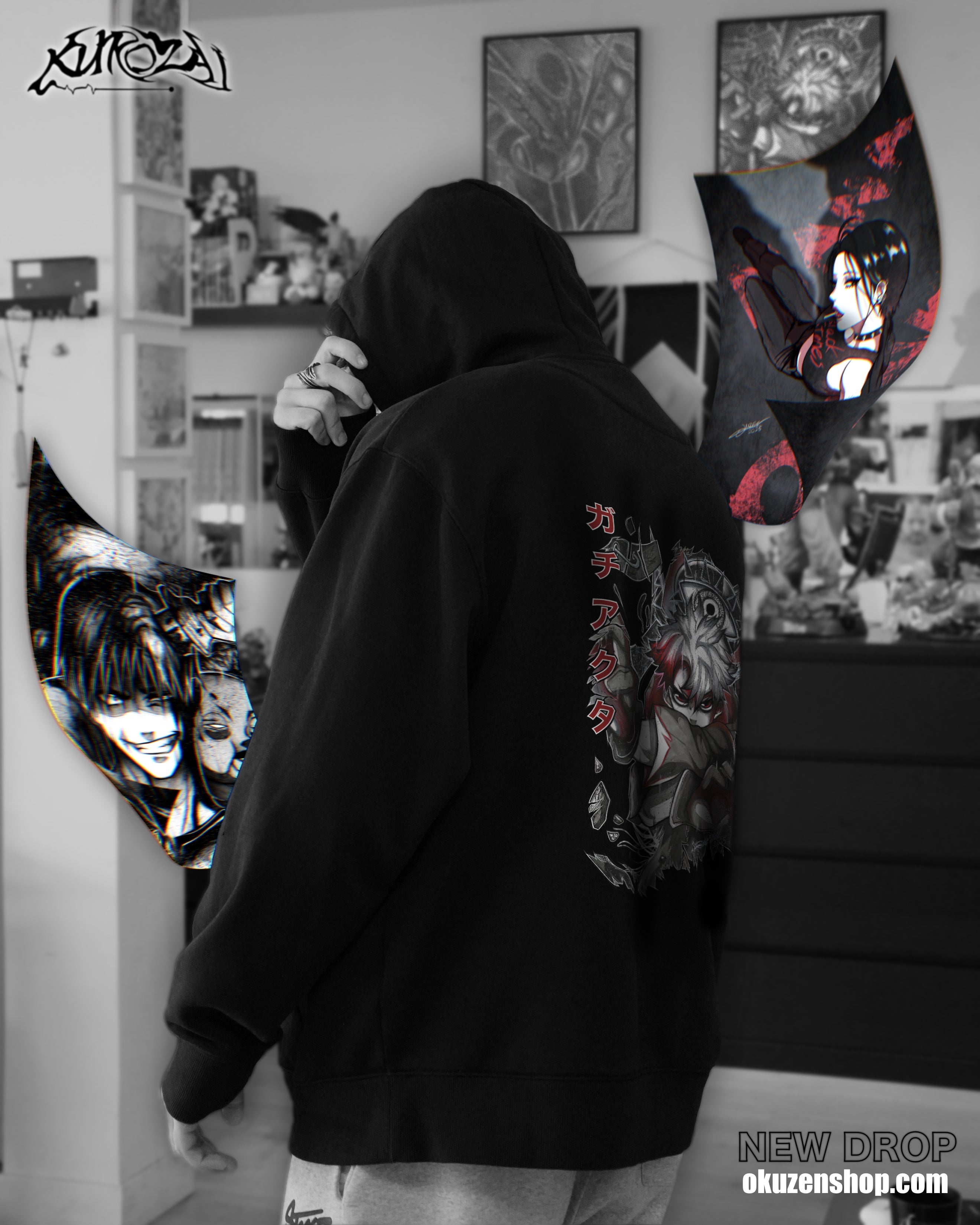 Hoodie Kurozai / Gachiakuta + 3 Illustrations au choix (PRÉCOMMANDE)